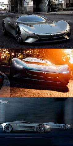 the concept car is shown in three different views, including an image of a futuristic vehicle and