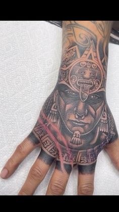 a person's hand with tattoos on it