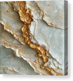 an abstract marble background with gold and white colors canvas print featuring the texture of some kind of rock