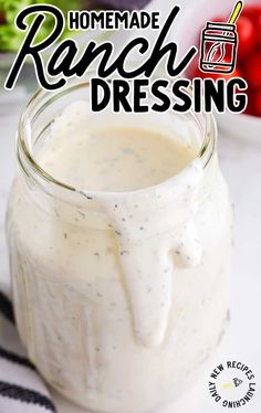 homemade ranch dressing in a mason jar