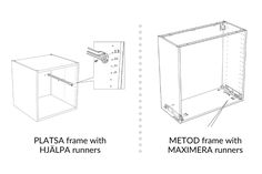 two drawings showing the different parts of a metal cabinet with measurements and measurements for each drawer