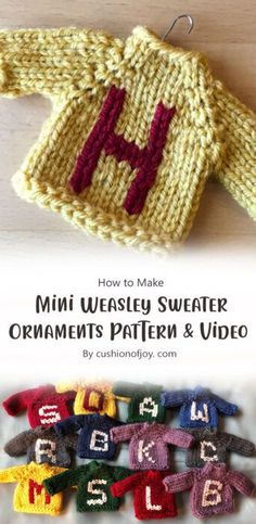 Free Crochet Patterns Harry Potter, Mini Sweater Crochet, Mini Crochet Sweater, Crochet Mini Sweater Ornament, Crochet Car Ornament Free Pattern, Crochet Sweater Ornament, Crochet Harry Potter Pattern Free, Harry Potter Knitting Patterns Free, Harry Potter Crochet Ideas