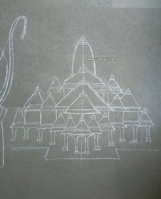 a drawing of a building on the ground