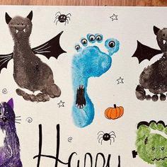 an image of happy halloween with cats and bats