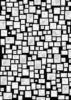 black and white squares are arranged in the shape of rectangles on a black background