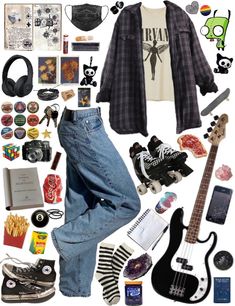 Easy Retro Outfits, Rock Music Aesthetic Outfits, Normal Aesthetic Outfit, 90s Band Outfits, Mid West Emo Fashion, Green Day Shirt Outfit, Easy Vintage Outfits, Teenage Dirtbag Outfit Grunge, The Smiths Outfit Style