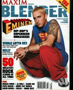 a man with tattoos on the cover of a magazine called blemcherer emiimen