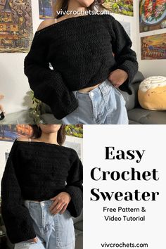 the easy crochet sweater pattern is great for beginners to learn how to knit