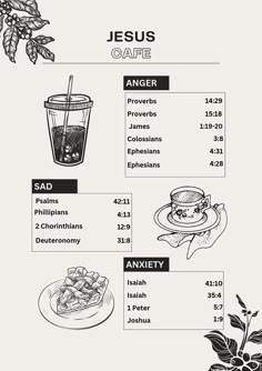 the menu for jesus cafe, which is open to all patrons and has been updated