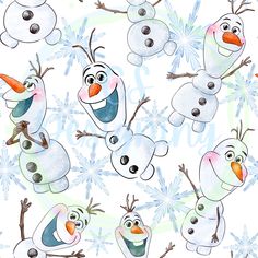 the frozen queen and her friends are all dressed up for wintertime with snowflakes