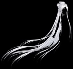 a woman with long white hair standing in the dark