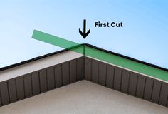 the first cut is shown with an arrow pointing up to it's roof top