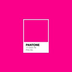 the pantone logo is shown on a bright pink background with white square in the center