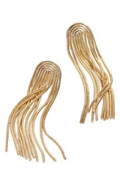 Goldtone-plated tassels dance in the light when you step out in these stunning drop earrings brimming with vintage-inspired elegance. 2 3/4" drop; 5/8" width Goldtone plate/titanium/cubic zirconia Imported Hanging Plant Ideas, Purim Costume, Make A Tassel, Bridesmaid Duty, Prom Bouquet, Small Drop Earrings, Bridesmaid Duties, Colorful Gemstones, Freshwater Pearl Drop Earrings