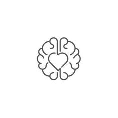 a heart in the middle of a brain line icon