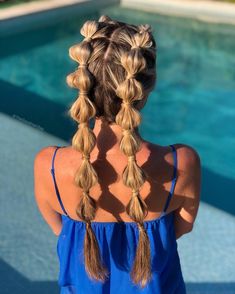 2 Bubble Braids, Game Hairstyles, Softball Hair, Hairstyles Bubble Braids, Football Hair, Beyonce Hair, Tan Skin Blonde Hair