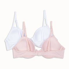 Give your little ones unbeatable comfort with the Hanes Girls' 2pk Underwire Bra in Pink/White. These awesome bras provide underwired support, along with molded cups that fit snugly and invisibly under any outfit. Both practical and comfy, they’ll feel so secure and worry-free when wearing these. Plus, the machine-washable design makes care a breeze. Get little ones ready to experience exceptional comfort and total confidence with these Hanes girls' underwire bras. White Push-up Nursing Bra With Adjustable Straps, Padded Underwire White Nursing Bra, White Padded Underwire Nursing Bra, White Full Coverage Nursing Bra With Soft Touch, Adjustable Full Coverage Bra With Padded Cups, White Underwire Sports Bra, White Padded Push-up Bra, White Push-up Nursing Bra, Underwire Bras