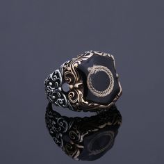 This special ring will be best part of your collection. This is a customization available vintage pagan statement ring for men. You can make customization on the top symbol. Can be Odin's bird Raven and Valknut, symbol of natural balance Thors Hammer, Gungnir, Vegvisir and troll cross etc..Please contact for your customization details. Looking for a unique, one of a kind GIFT FOR HIM, groomsman gift, father's day gift, teacher day gift? Look no further. This cool gemstone ring is the right answe Symbolic Engraved Open Ring Jewelry, Spiritual Engraved Open Ring Jewelry, Symbolic 925 Stamped Jewelry Ring, Stamped 925 Symbolic Ring Jewelry, Luxury Silver Snake Ring For Gift, Symbolic Open Ring Stamped 925, Symbolic Sterling Silver Open Ring, Elegant Silver Engraved Snake Ring, Elegant Engraved Silver Snake Ring