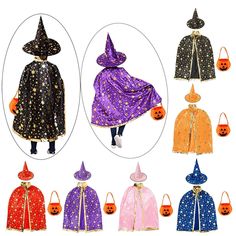 children's witch capes and hats with pumpkins