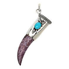 Chaco Canyon Sterling Silver Turquoise and Jasper "Horn" Pendant  This unique pendant features a piece of red jasper carved into the shape of a curved "horn" capped with decorative sterling silver and a blue turquoise accent. Handcrafted by Native American artisans, this handsome piece is sure to bring a touch of Southwestern style to any outfit!       Pendant approx. 4-1/4"L x 1-1/4"W     Stamped .925     Articulated bail     Oxidized, polished finish     Designed and crafted in the USA   Stone Chaco Canyon, Turquoise Accents, Southwest Jewelry, Horn Pendant, Color Bands, Jewelry Show, Wedding Watch, Southwestern Style, Red Jasper