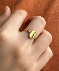 Coffee Bean Ring Coffee Ring Real Gold Coffee Bean Ring - Etsy South Africa Coffee Ring, Barista Gift, Suede Box, Gold Coffee, Solid Gold Band, Solid Gold Ring, Solid Gold Rings, Boho Ring, Coffee Bean