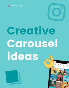 a person holding up an ipad with the words creative carousel ideas on top of it