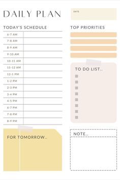 the daily planner is shown in yellow and white