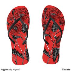 Poppies 2 Unique Sandals, Poppy Art, Beautiful Sandals, Hawaii Beach, Hawaiian Beach, Sale Outfit, Fashion Graphic, Sandals Flip Flops, Beach Sandals