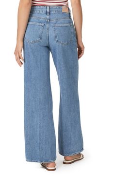 Weekend-ready wide-leg jeans get casual-chic style from a tie at the high waist and medium-wash PAIGE Vintage denim with a soft, broken-in feel. 31" inseam; 24" leg opening; 11" front rise; 15" back rise (size 29) Zip fly with button and drawstring closure Five-pocket style 60% cotton, 40% lyocell Machine wash, tumble dry Imported High Rise Flare Jeans In Medium Wash For Work, Medium Wash Wide Leg Flare Jeans In Rigid Denim, Medium Wash Wide-leg Flare Jeans For Work, Medium Wash Wide Leg Flare Jeans With Belt Loops, Wide-leg Jeans For Work In Medium Wash, Spring Wide Leg Flare Jeans With Belt Loops, Spring Wide-leg Flare Jeans With Belt Loops, Medium Wash Wide Leg Cropped Jeans With Belt Loops, Wide Leg Flare Jeans In Medium Wash For Work