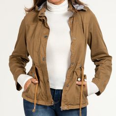 ~ New W/Tags ~ Size: 2x ~ Shade: Camel ~ Material: (Shell) 100% Cotton/ (Lining) 100% Polyester ~ Comes With Detachable Hood. ~ Zip Up & Button Up W/ Waist Tie. ~ Button Up Pocket & Side Pockets Open On Side! #Winter #Layer #Fall #Autumn #Neutral #Aesthetic #Vibe #Sweater #Street #Wear #Urban #Functional #Outwear ~No Trades ~Make An Offer Brown Cotton Outerwear, Khaki Utility Outerwear For Fall, Utility Style Khaki Outerwear For Fall, Casual Utility Jacket For Fall, Hooded Utility Jacket For Everyday Fall Wear, Cotton Parka For Fall, Hooded Outerwear For Everyday Fall, Trendy Cotton Parka For Fall, Trendy Taupe Winter Outerwear