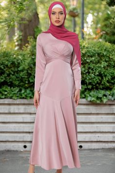 Pink Criss Cross Satin Long Sleeve Maxi Dress-CLEARANCE Eid Holiday, Satin Long Sleeve, Bow Knot, Long Sleeve Maxi, Long Sleeve Maxi Dress, Satin Fabric, Wrap Around, Pastel Pink, Criss Cross