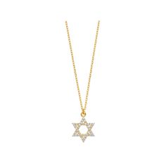 This cubic zirconia Star of David pendant is a lovely way to showcase your faith. This cubic zirconia Star of David pendant is a lovely way to showcase your faith.Click on this JEWELRY & WATCHES GUIDE to learn about fit, styles, materials and more! Pendant size: 3/4"L x 1/2"W Chain length: 18 in. Chain type: cable Clasp: spring-ring Metal: sterling silver Finish: polished Packaging: boxed Additional details: CZ accents Please note, due to the high value of this item, a signature may be required Star-shaped Cubic Zirconia Diamond Necklace Gift, Gold Diamond Necklace With Star Of David For Gift, Star Of David Necklace With Diamond Accents As Gift, Star Of David Necklace With Diamond Accents For Gift, Star Of David Necklaces With Diamond Accents For Gift, Gold Cubic Zirconia Star Of David Necklace, Yellow Gold Star Necklace With Cubic Zirconia, Yellow Gold Star-shaped Cubic Zirconia Necklace, Star Of David Necklace In Cubic Zirconia As Gift