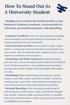 a poster with the words how to stand out as a university student