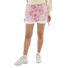 Isabel Marant Ladies Bottoms. Fashion category: Shorts. SKU: SH0491-016I. Color: Pink. Isabel Marant Ladies Floral Print Naesqui Cotton Denim Shorts. The Naesqui denim shorts from Isabel Marant featuring all-over floral print, mid-rise, front button and zip fastening, belt loops, two side patch pockets, two rear patch pockets and rolled cuffs. 100% cotton. Size: 2.  Gender: female.  Age Group: adult. Stretchy Jean Shorts, Floral Denim Shorts, Classic Denim Shorts, Tie Dye Jeans, Floral Denim, Girls Denim, Ripped Denim, Linen Shorts, Linen Women