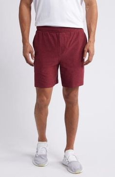 Lightweight and stretchy, these all-activity sweat shorts sport a roomy fit and a zippered back pocket for stowing keys, energy gels and other small essentials. 7" inseam; 24" leg opening; 12 1/2" front rise; 16 1/2" back rise (size Medium) 87% polyester, 13% elastane Machine wash, tumble dry Made in the USA of imported materials or imported Comfortable Gym Activewear With Built-in Shorts, Casual Athletic Shorts With Comfort Waistband For Yoga, Casual Yoga Athletic Shorts With Comfort Waistband, Athleisure Relaxed Fit Gym Shorts, Comfortable Sports Shorts With Pockets, Casual Yoga Athletic Shorts With Built-in Shorts, Casual Moisture-wicking Shorts For Yoga, Casual Moisture-wicking Yoga Shorts, Cotton Athletic Shorts With Side Pockets For Sports