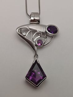 This sterling silver amethyst pendant displays the most gorgeous design in the deep vivid purple color. Is Amethyst necklace slide is gorgeous Contemporary Necklace, In The Deep, Amethyst Jewelry, Amethyst Necklace, Amethyst Pendant, Gorgeous Design, The Deep, Jewelry Ideas, Purple Color