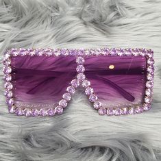 Stunning Purple Square Framed Stoned Sunglasses Party Sunglasses With Purple Gradient Lenses, Purple Sunglasses With Gradient Lenses For Party, Party Purple Sunglasses With Gradient Lenses, Purple Mirrored Sunglasses For Party, Purple Sunglasses With Uv Protection For Party, Rectangular Glass Sunglasses For Party, Rectangular Glass Sunglasses For Parties, Purple Plastic Party Sunglasses, Purple Glass Sunglasses For Spring