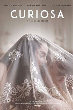 the movie poster for curiosa, starring in english and french language with an image of a woman wearing a veil