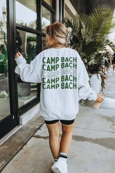 ✺  CAMP BACHELORETTE SWEATSHIRT CREWNECK ✺  It's an amazing super comfy and soft sweatshirt, perfect for cold autumn days, and what makes it even better, it looks amazing on photos ! I am obsessed with this design and you will be as well <3 * Q U I C K F A C T S * This design is a unique illustration that has been created in house. ✺ 50% Cotton 50% Polyester ✺ Medium-heavy fabric (8.0 oz/yd² (271.25 g/m ✺ Sizing is unisex so runs like men's, though not overly large ✺ Most women find their typica Bachelorette Hiking Outfit, Cabin Weekend Outfit, Summer Camp Bachelorette Party, Summer Camp Bachelorette, Bachelorette Sweatshirts, Lake Bachelorette, Adult Summer Camp, Mountain Bachelorette, Camp Bach