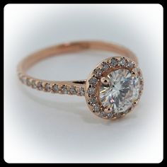 an engagement ring with diamonds on it