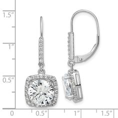 Product Weight Weighs approximately 4.15 grams. Product Dimensions Length of item : 33 mm Width of item : 12 mm Features - Polished - Leverback - Sterling silver - CZ - Dangle Product Specifications - Material : Primary - Purity : 925 - Finish : Polished - Stone Type_1 : Cubic Zirconia (CZ) - Stone Quantity_1 : 1 - Length of Item : 33 mm - Plating : Rhodium - Material : Primary : Sterling Silver - Completeness : Complete (all stones included) - Stone Shape_1 : Round - Stone Size_1 : 9 mm - Stone Treatment_1 : Synthetic - Width of Item : 12 mm - Product Type : Jewelry - Jewelry Type : Earrings - Sold By Unit : Pair - Gender : Women's - Material : Primary - Color : White - Earring Closure : Leverback - Earring Type : Drop & Dangle - Plating Color : Silver Tone - Stone Creation Method_1 : Syn Anniversary Clip-on Cubic Zirconia Jewelry, Clip-on Cubic Zirconia Jewelry Gift, White Gold Dangle Jewelry With Lever Back Ear Wires, White Gold Dangle Jewelry With Lever Back, Silver Clip-on Jewelry With Cubic Zirconia, Silver Cubic Zirconia Clip-on Jewelry, Silver Cubic Zirconia Earrings With Ear Wire, Silver Crystal Earrings With Lever Back For Formal Occasions, White Gold Metal Clip-on Jewelry