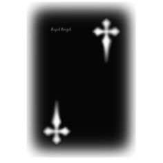 two crosses are shown in the middle of a black and white photo