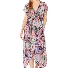 New Beautiful Maxi Faux Wrap Style Beach Dress. The Most Amazing Part Is That Has Pockets. Length: 55 Inches Price Tag: $148 Purple Floral Print Midi Dress For Beach, Purple Floral Print Maxi Dress For Vacation, Purple Floral Print Maxi Dress For The Beach, Purple Floral Print Midi Dress For Vacation, Vacation Purple Floral Print Midi Dress, Purple Floral Midi Dress For Vacation, Purple Floral Print Summer Midi Dress, Purple Flowy Summer Midi Dress, Purple Midi Dress For The Beach