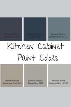 kitchen cabinet paint colors with the words kitchen cabinet paint colors in black, white and gray