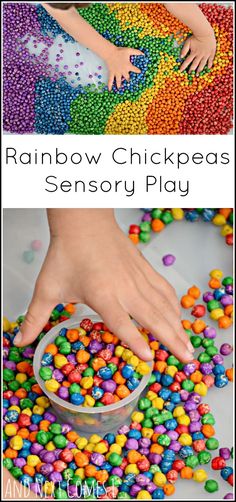 the rainbow chickpeas play is an easy and fun activity for toddlers