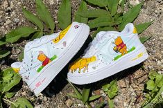 Custom Winnie the Pooh Air Force 1's Winnie The Pooh Shoes, Painted Canvas Shoes, Art Shoes, Air Force 1s, Disney Shoes, Custom Air Force 1, Love My Kids, Baby Outfits Newborn, Baby Outfits