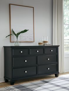 Lanolee Black Dresser - Ornate Home Chic Dresser, Black Dresser, Black Dressers, Birch Veneer, 7 Drawer Dresser, Queen Panel Beds, Bedroom Panel, Personal Aesthetic, Kids Bedroom Sets