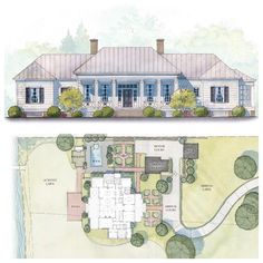 the plans for this house are shown in two different views