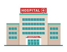 a hospital building with the word hospital above it