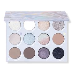 Cloud 9 Pressed Powder Palette - ColourPop | Ulta Beauty Cool Neutrals, Colourpop Eyeshadow, Powder Palette, Silvery Blue, Makeup For Black Skin, Unique Makeup, Silver Cloud, Makeup Tutorial For Beginners, Rainbow Glitter